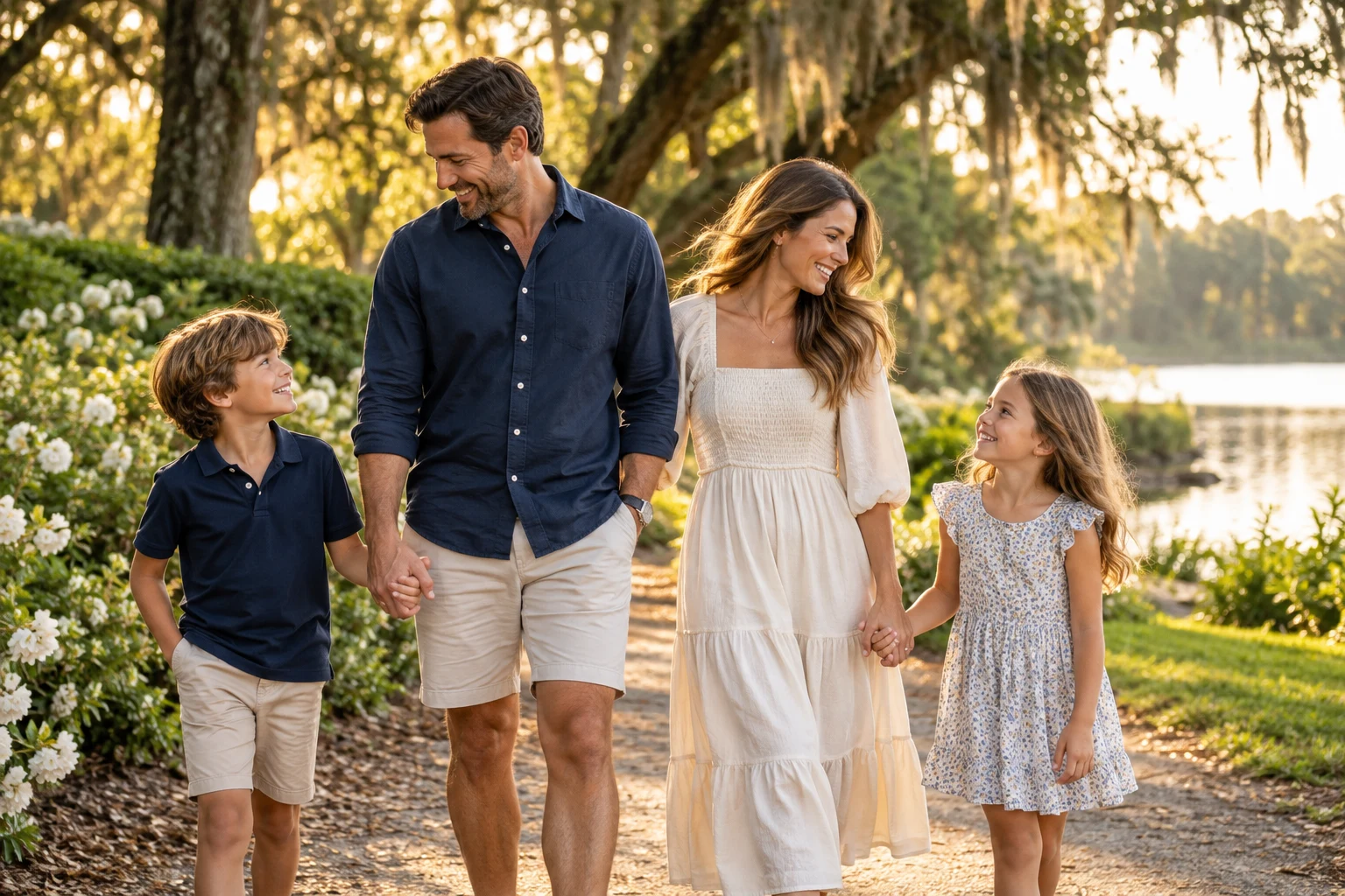 Illustrative family enjoying time together outdoors